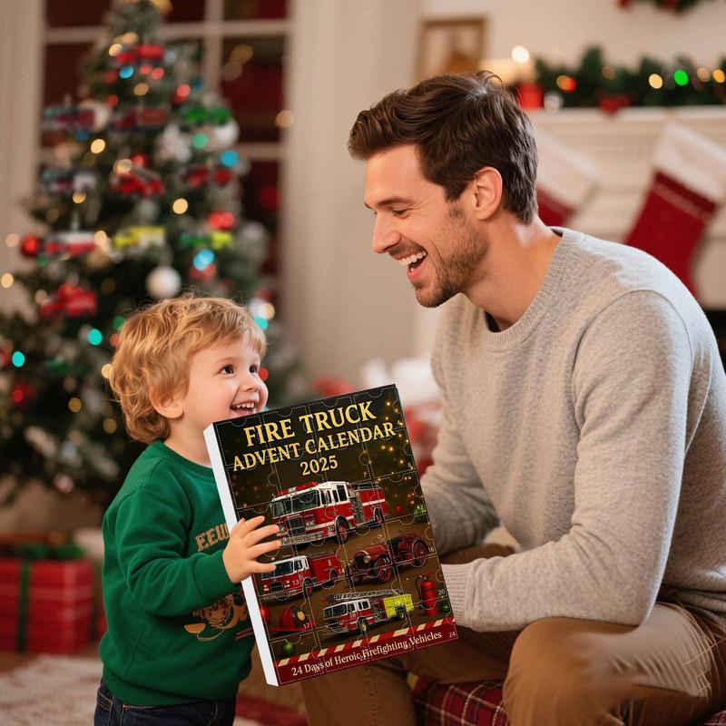 Fun Toys Kids Fire Truck Advent Calendar 2025 24 Days Christmas Countdown Calendar With 24 Different Car For Children Playthings