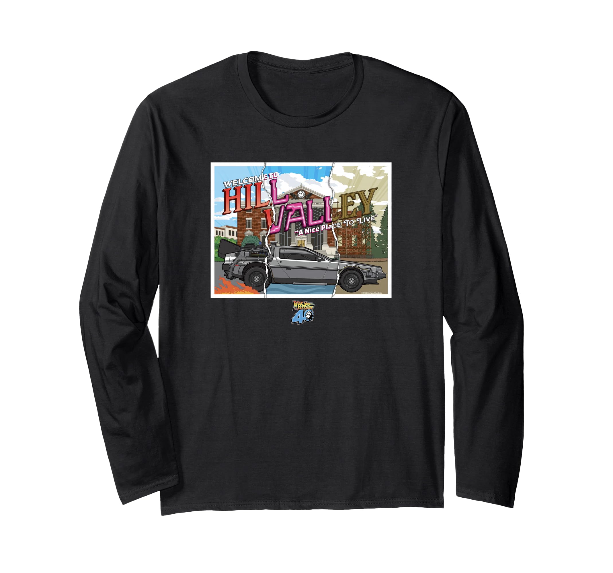 

Back to the Future 40th Anniversary Hill Valley Time Machine Long Sleeve T-Shirt