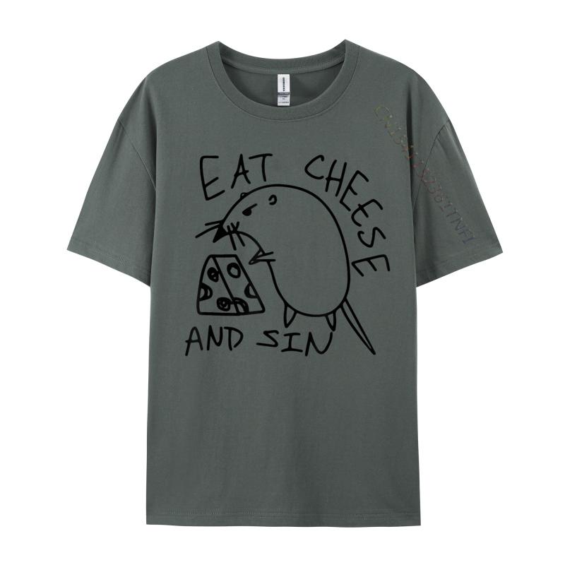 Eat Cheese And Sin T-shirts Casual Luxury Designer T-Shirts For Men Retro Top T-Shirt Normal Tees Cool