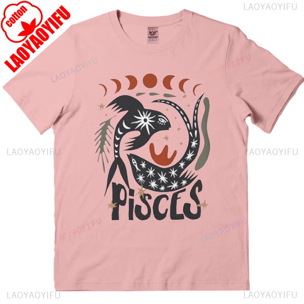 Pisces Tee Pisces Zodiac T-shirt Comfortable Personality Tops Birthday Unisex Tee High Quality Cotton Tops Graphic T-shirts