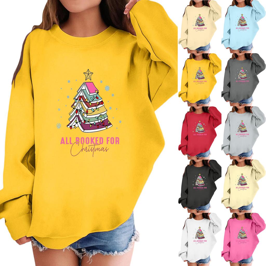 Children's Fashionable Casual Long-sleeved Loose Christmas Print Pullover Sweatshirt