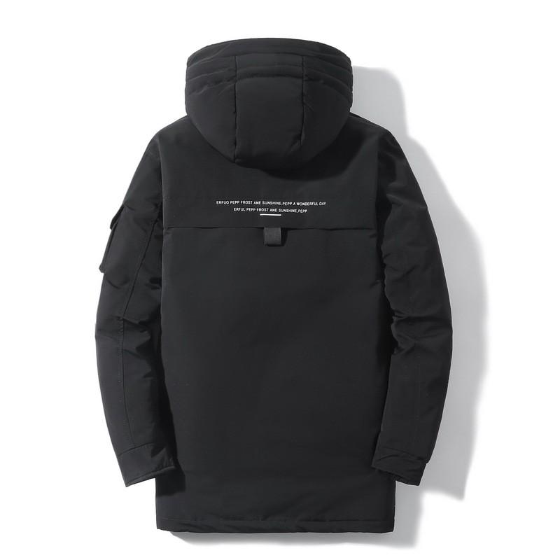 Mens Mid-Length Down Jacket Winter Warm Hooded Parka Outdoor Casual Wear 50% Goose 600 Fill Power