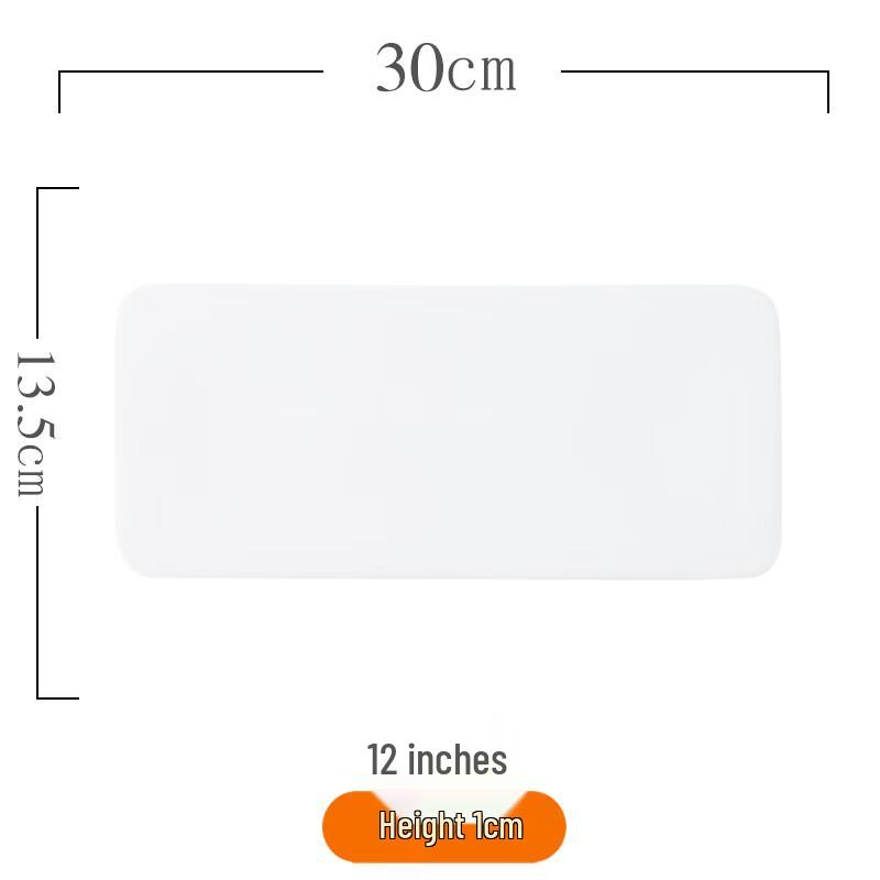 12-inch White Ceramic Rectangular Flat Plate