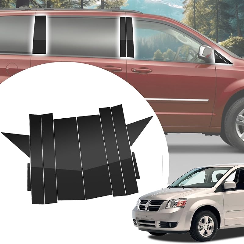 6pcs Glossy Black Exterior Door Window Pillar Posts Molding Cover Panel Trim Stickers Side Door Window Cover Trim Kits for Honda Civic 11th Gen  