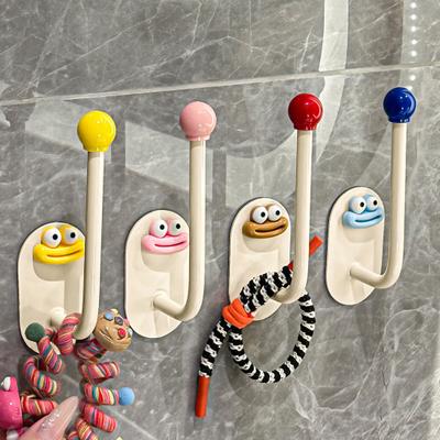 Adhesive Wall Hooks Hair Accessories Organizer Rounded Edge Cartoon Adhesive Hook for Bathroom Kitchen