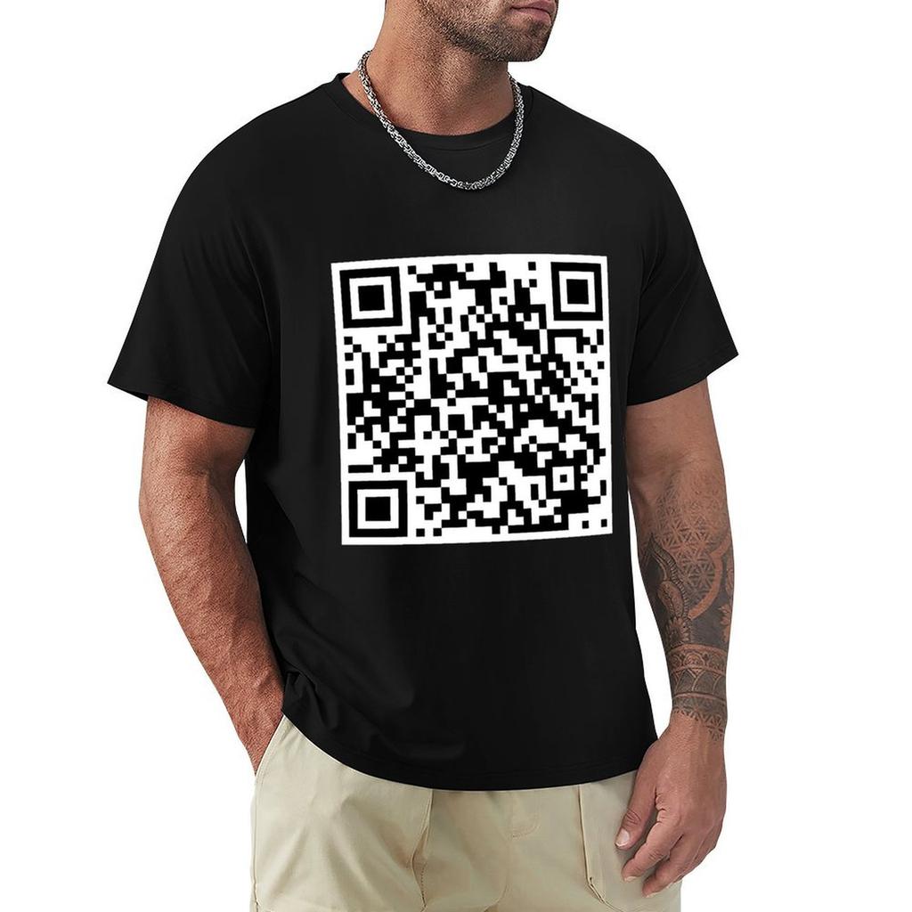Rick Astley - Never Gonna Give You Up QR Code T-Shirt summer top graphic t shirt vintage black t shirts for men
