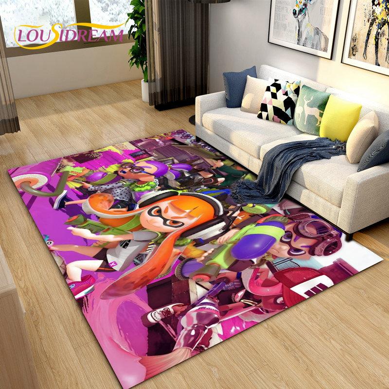 PC Splatoon, Game Gamer Cartoon Bereich Teppich, Teppich Teppich für Wohnzimmer Schlafzimmer Sofa Fußmatte Dekoration, Kinder spielen rutschfeste Bodenmatte