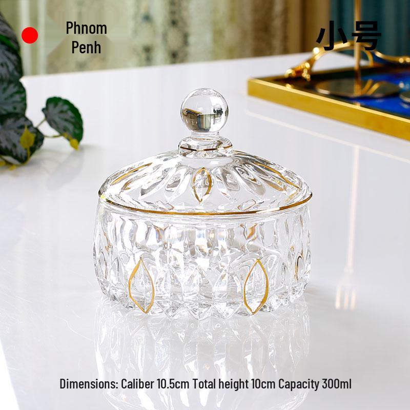 French Luxury Crystal Glass Candy Bowl: Exquisite Transparent Sugar or Jewelry Storage Jar