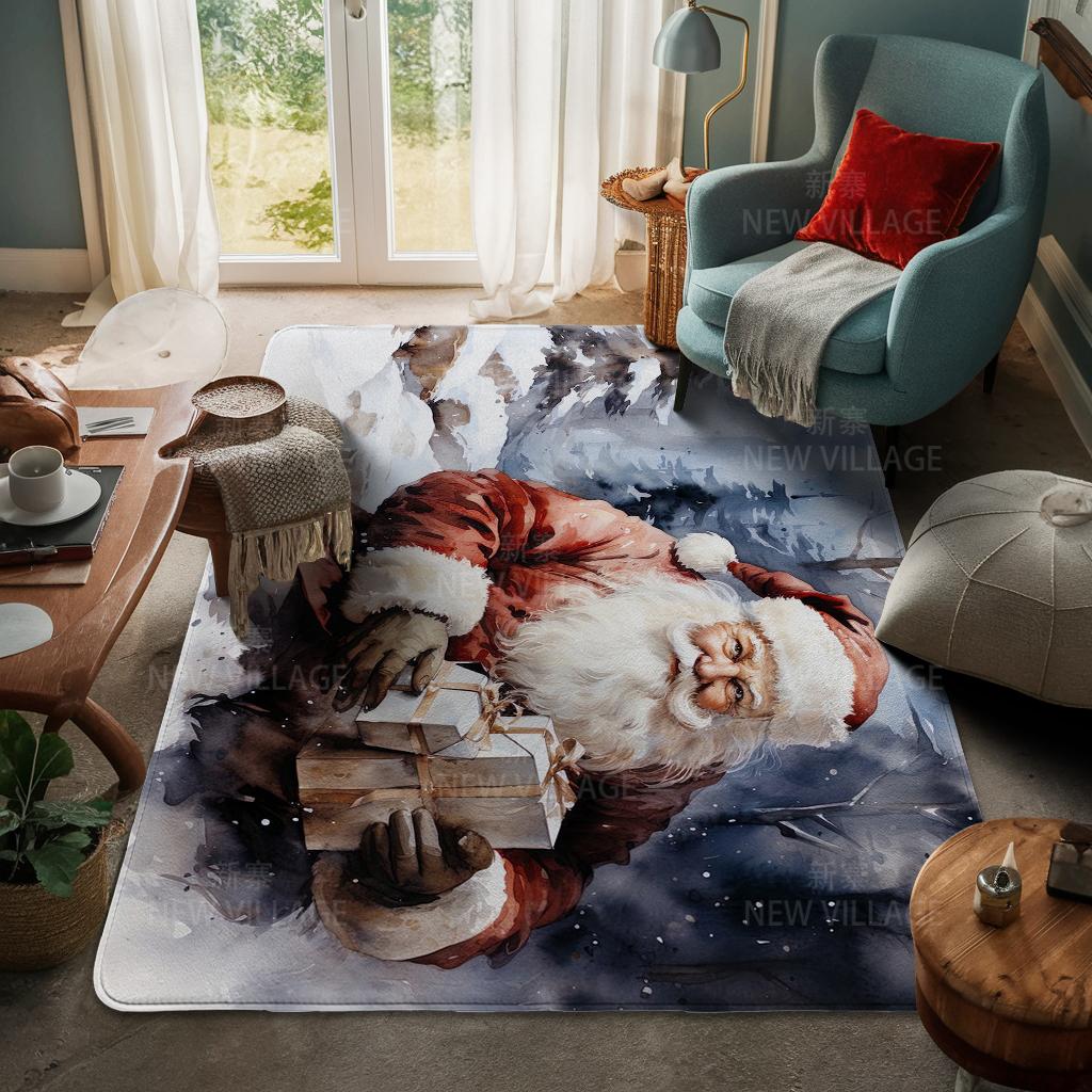 House Entrance Carpet Home Door Mat Living Room Bath Foot Bathroom Non-slip Water Absorption Rugs Bath Merry Christmas Winter
