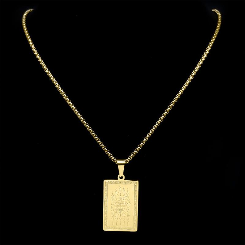 Schriftzeichen Thailand Buddhistische Plaketten Lotus Anhänger Halsketten für Männer Frauen Edelstahl Religiöser Wunsch Talisman Kette Schmuck
