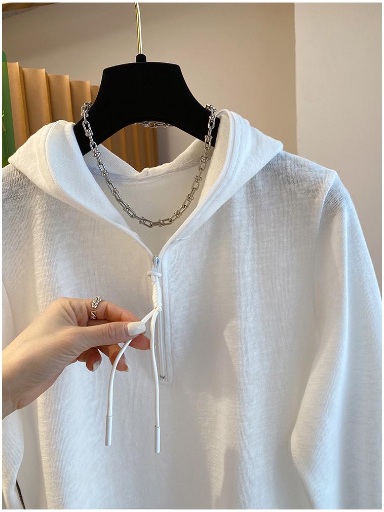 Autumn/Winter Women's Half-Zip Hooded Long-Sleeve Casual Top