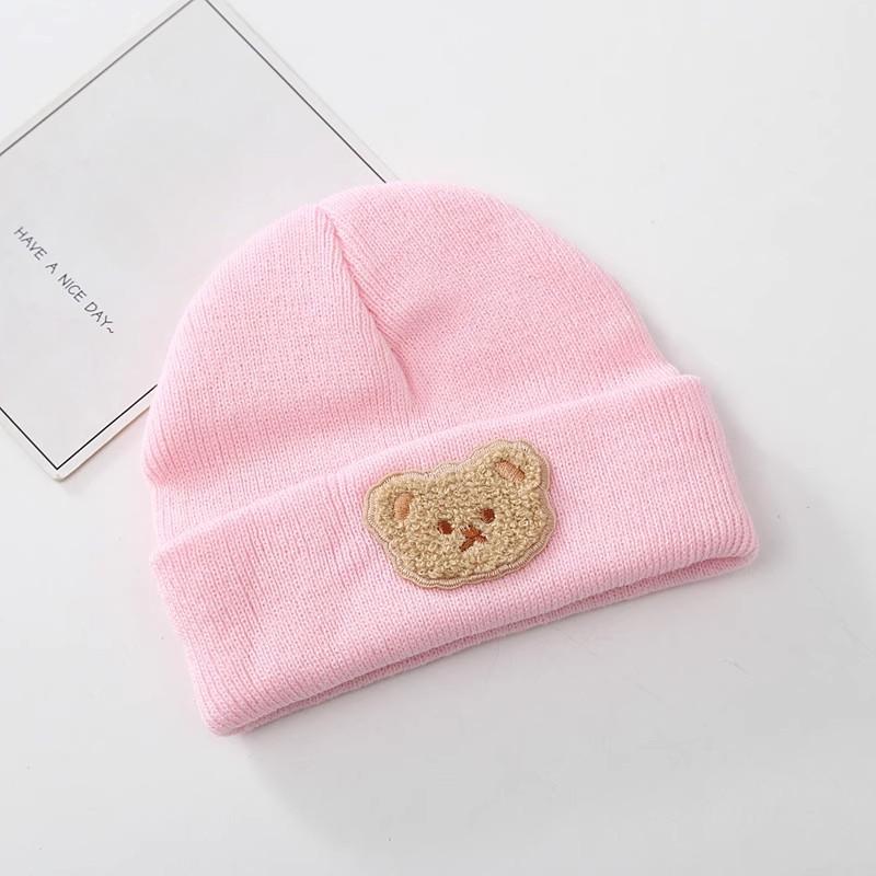 Koreanische Cartoon Bär Baby Hut Winter Warme Gestrickte Neugeborenen Jungen Mädchen Kappe Mützen Weichen Säuglings Kleinkind Hut Kinder Caps Motorhaube