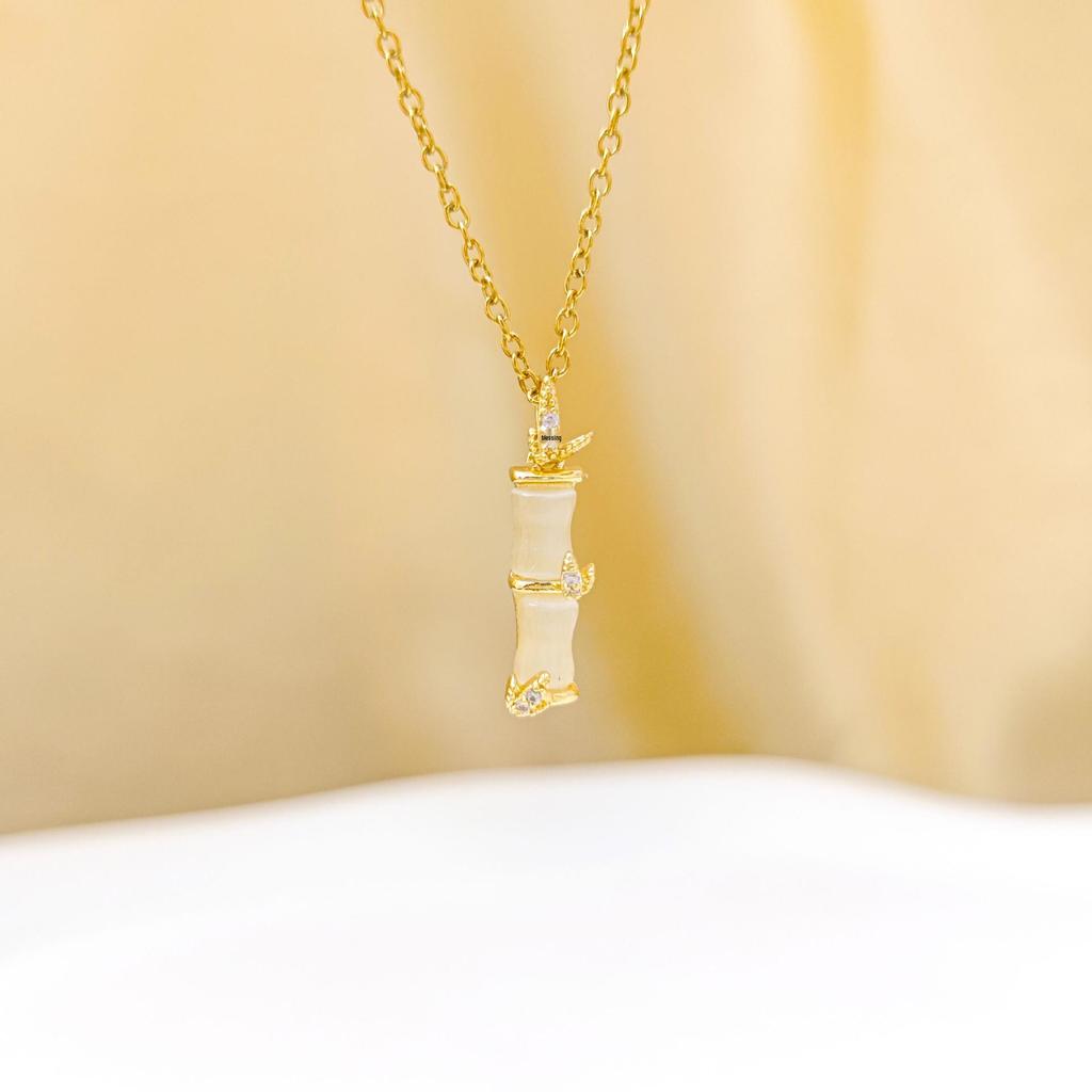 Bamboo Cat's Eye Stone Pendant Necklace - Light Luxury Niche Women's Choker