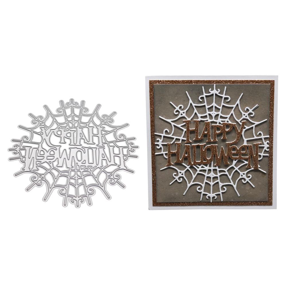 Fröhliches Halloween Spinnennetz Metall Silberfarben Schablone Präge-Stanzformen Für DIY Scrapbooking Papier Album Kartenherstellung