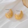 Elegant Wrinkle Gold Color Waterdrop Earrings for Women Fashionable Commute Style Earrings Daily Wear Party Gifts