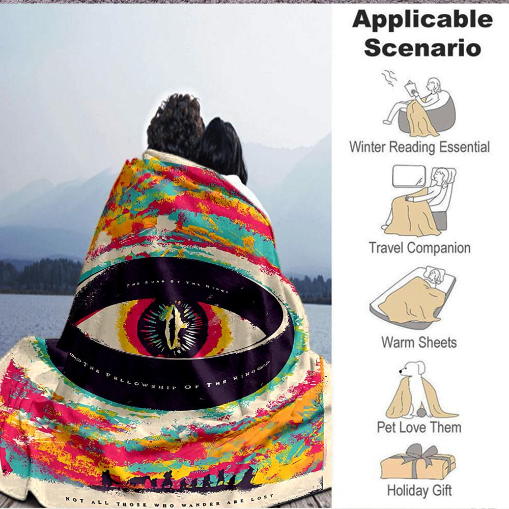 1pc Fellowship of the Ring Blanket Lightweight Flannel Throw For Sofa, Bed, Travel, Camping, Livingroom, Office, Couch, Chair, And Bed