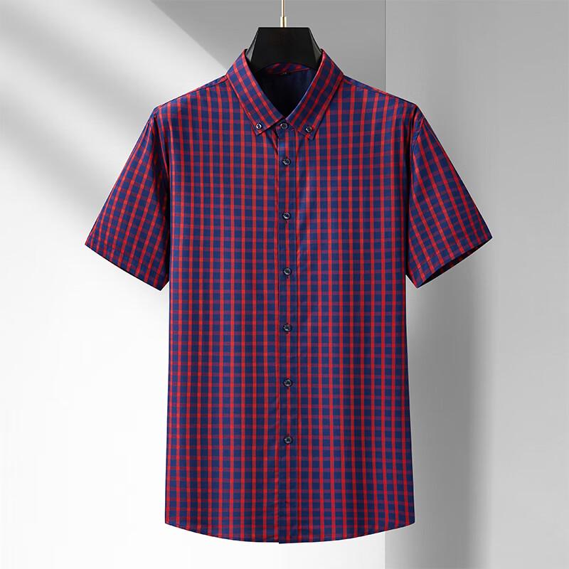 Мужская клетчатая повседневная рубашка оверсайз с коротким рукавом 185/2XL
