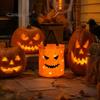 Festival Party Supply for Candy Glowing Pumpkin Bag with LED Lights, Reusable Halloween Treat Spooky Tote Lights Kids, Trick or Handbag Favors