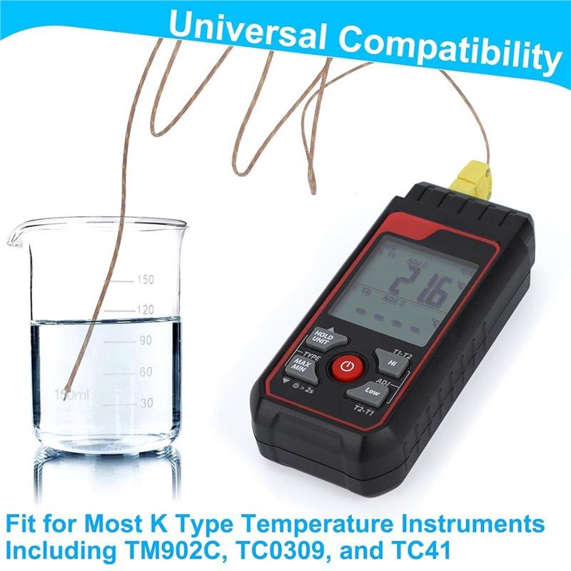 A84X-High Precision 5 Pack Accuracy Type K For Thermocouple Temperature Probes& Sensors, 2 Meter Length For Thermometer
