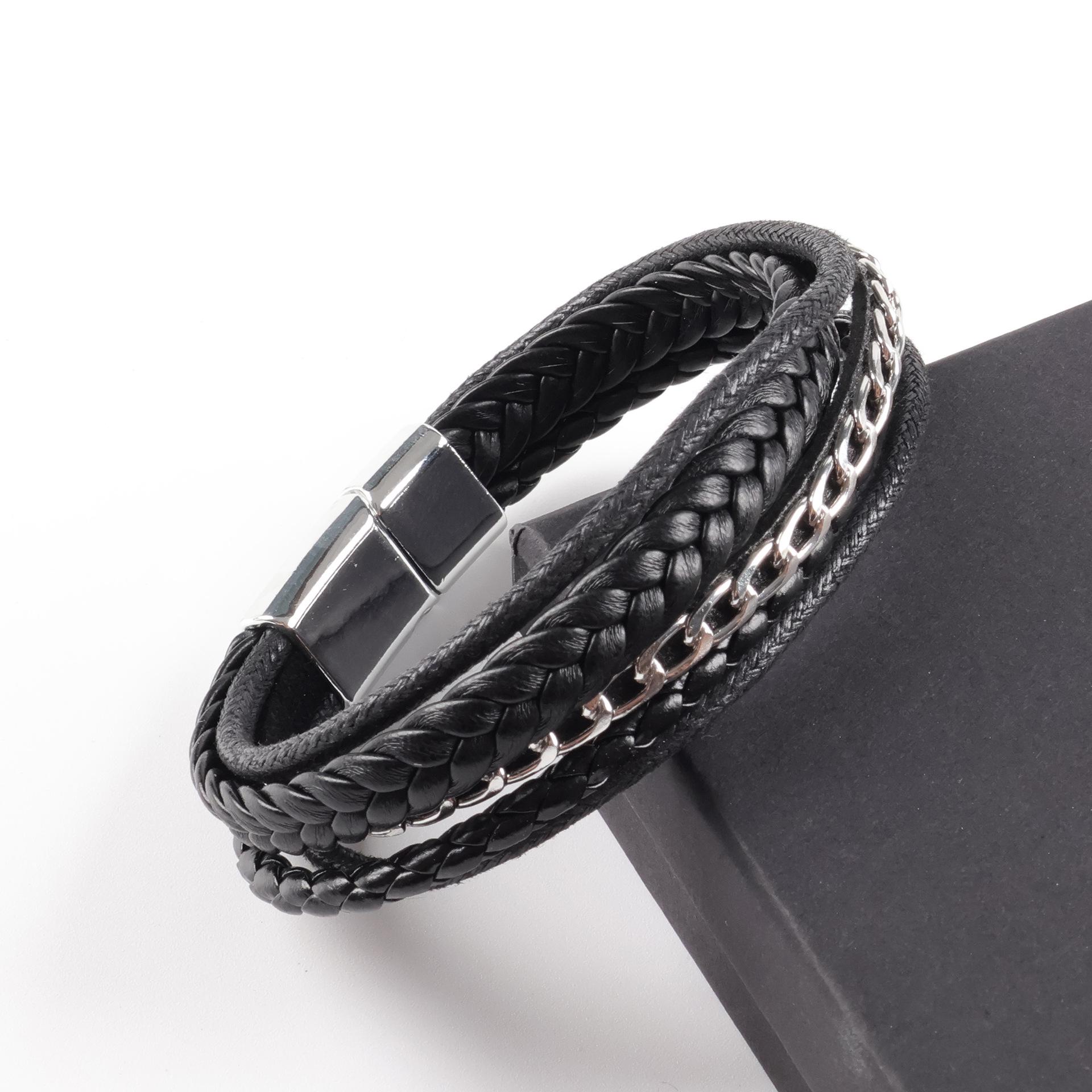 Новый модный мужской многослойный кожаный браслет: Классический, Универсальный, Ручной работы Модный Аксессуар