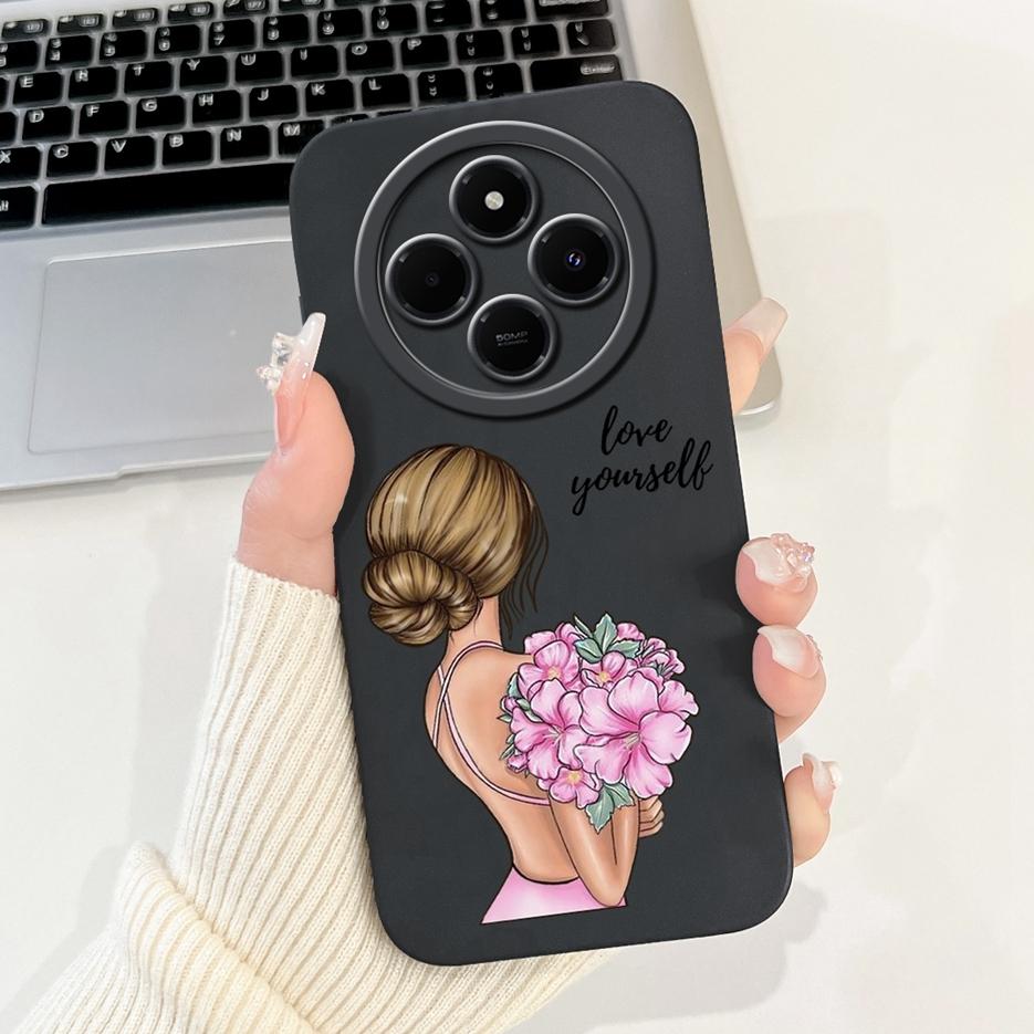 Für Xiaomi Redmi 14C Hülle Stylische Sonnenblume Hübsche Mädchen Rückabdeckung Weiche TPU Handyhülle Für Xiaomi Poco C75 C 75 Redmi14C Fundas