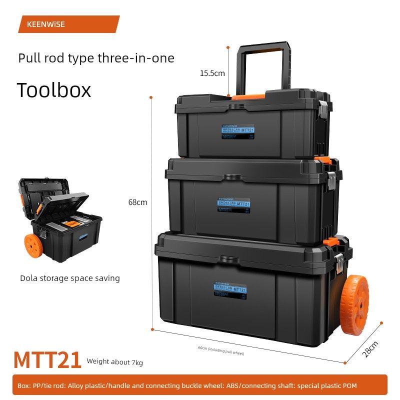 

Тележка-ящик для инструментов Многофункциональный Электрик Обслуживание Трехслойный Ящик для хранения оборудования Сверхбольшая Передвижная тележка на колесах MTT21 Pull Rod Three-Layer Toolbox