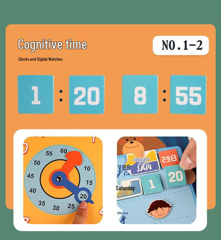 Kids' Early Learning Sticker Book: Number Recognition & Clock Toy