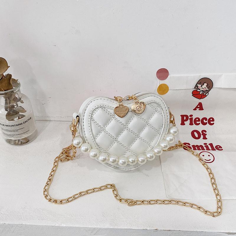 Adorable Heart-shaped Mini Crossbody Bag For Kids With Stylish Pearl Handle In Various Colors