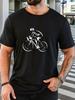 Cyclist Line Print Unisexs Crew Neck Short Sleeve Tee Soft Casual Summer Top For Sports Lover Unisex Daily Street Basic Outfit Wear