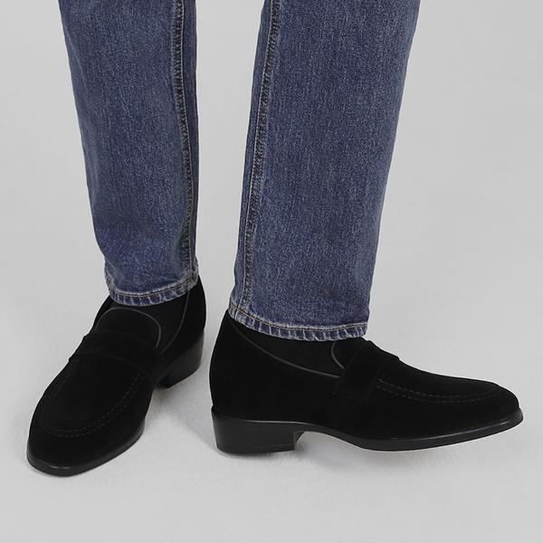 Pascologen MS2105-BK Brandon semišové penny mokasíny U-tip černé [250~280mm]-MS2105-BK