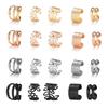 10 Pcs Leaves Clip Earrings for Women Rose Gold Color Creative Simple C Ear Cuff Non-Piercing Ear Clips Set Trend Jewelry Gift