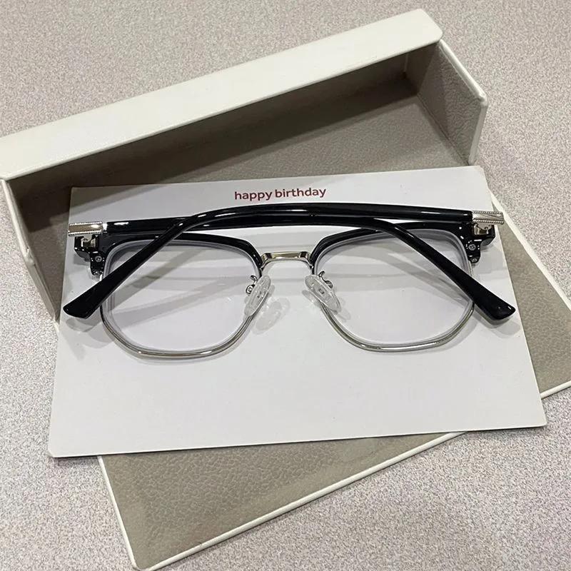 Photochromic Half Frame Myopic Glasses Outdoor Color Changing Near Sight Eyeglasses Anti-Blue Light Short Sight Eyewear