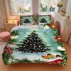 3pcs Christmas Tree Ornament Holiday Decorations - Festive Bedding Set Includes One Quilt Cover and Two Pillowcases (No Core) - Polyester Fabric, Anim