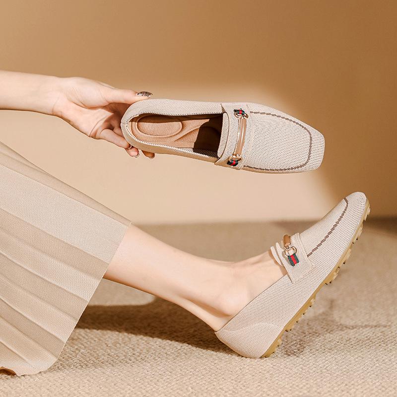 

Мода 2024 Женские туфли-плетенки на плоской подошве, Нескользящая резиновая подошва, Повседневные лоферы, Мокасины, Удобные простые туфли-бобы 36(Foot23cm) абрикосовый