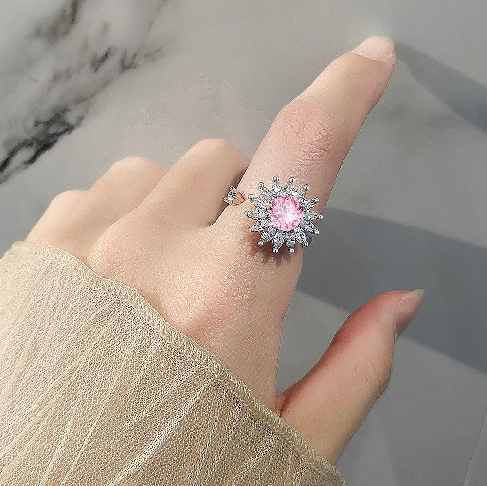 Jewelry Color Flower Zircon Ring Aaa Zirconium Diamond Ring Ring Ring Korean Version European And American Jewelry