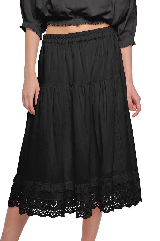 Moomaya Solid Skirts For Women Knee Length Cotton Flared Girls Skirt