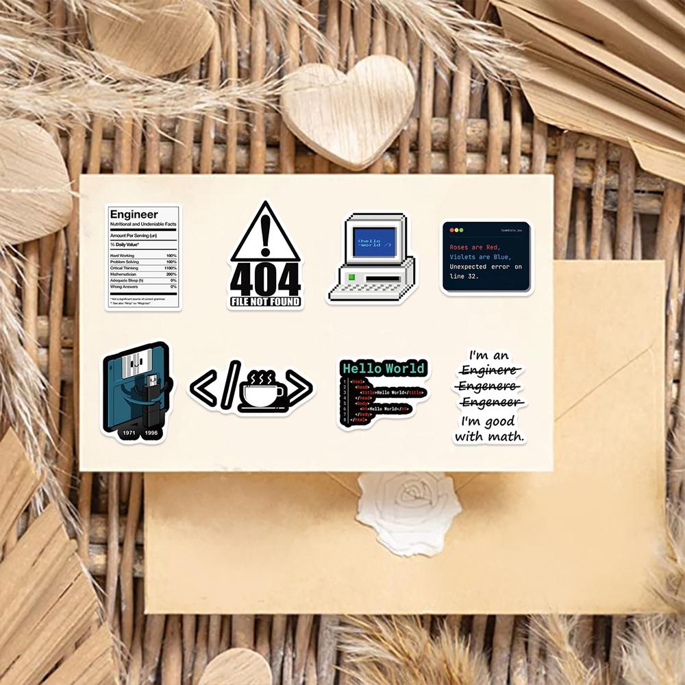 11PCS Cool Engineer Programming Network Coding Hacker Meme Stickers Vinyl DIY Computer Laptop Motorcycle Helmet Car Sticker
