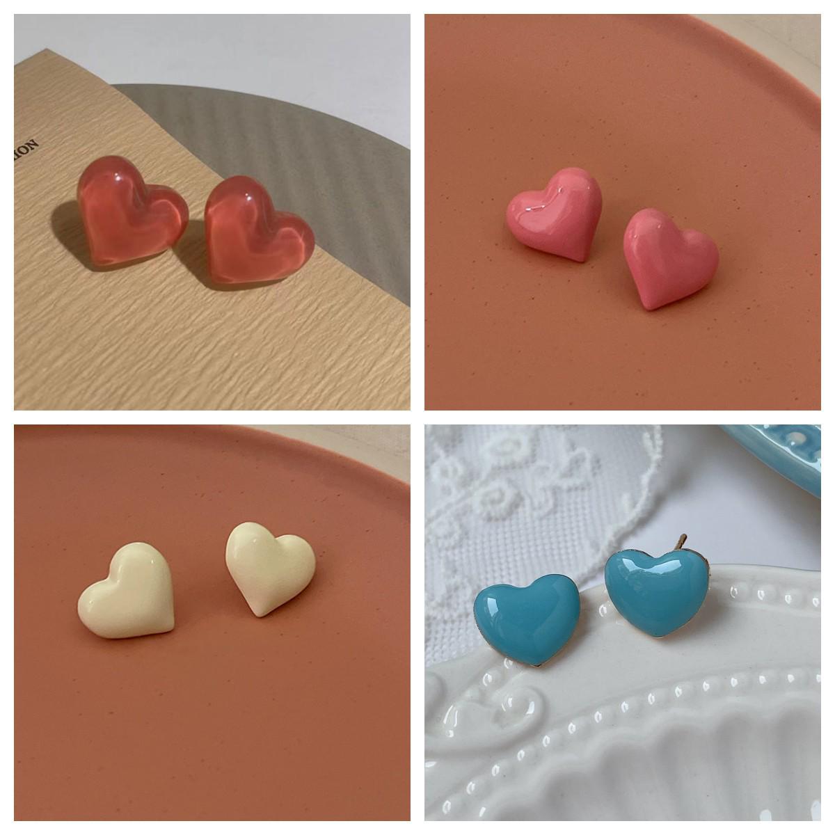

Charming Heart Earrings: Simple, Solid Color, Fresh & Sweet Design for Women