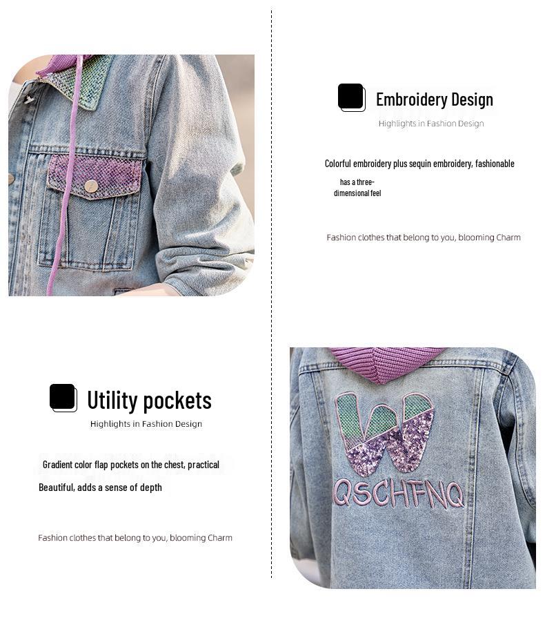 Women's Hooded Loose Denim Jacket - Spring 2025 Fashion (HJ2509)