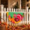 Autumn Garden Decor Fall Bunting Fan Flag for Outside, 1.5 X 3ft Turkey Pumpkin Maple Harvest Theme Yard Decorations Leaf Pattern Hanging Banner,