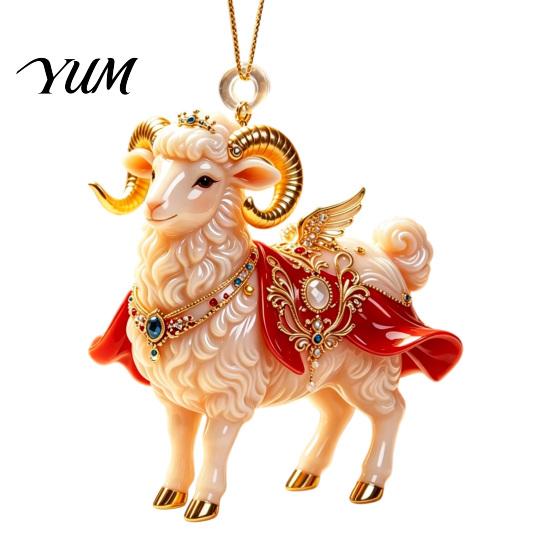 Winter Wonderland Party Supplies 2D Flat Christmas Sheep Hanging Ornament with Lanyard, Acrylic Decorative Holiday Charms Tree Pendant for Home