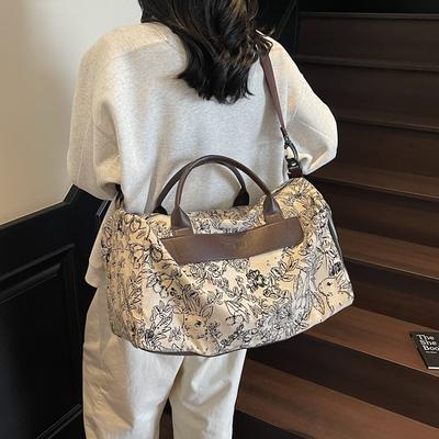 Large Capacity Embroidered Bag Women's New Casual Messenger Business Trip Luggage Bag Portable Short Trip Bag