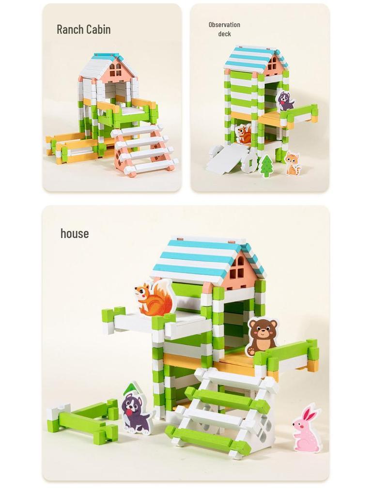 Children's Creative Wooden House Building Blocks DIY Toy