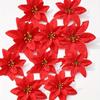 10pcs Christmas Tree Decoration Christmas Flower Simulation Flower Red Christmas Wreath Cane Christmas Decoration