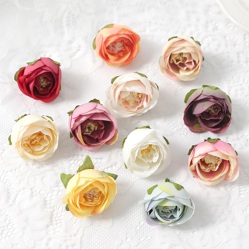

10/20Pcs Small Stamen Rose Artificial Flower Head Fake Flower for Home Decor Bride Clothing Craft Gift Garland Wedding Decoratio 10Pcs