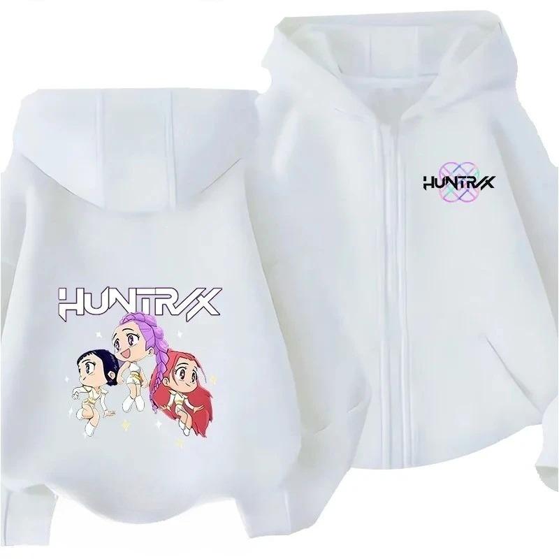 KPop Demon Hunters Zipper Hoodie Cartoon Girls Boys Coat Fashion Clothes Autumn Hoodie Kids Anime Sweatshirt