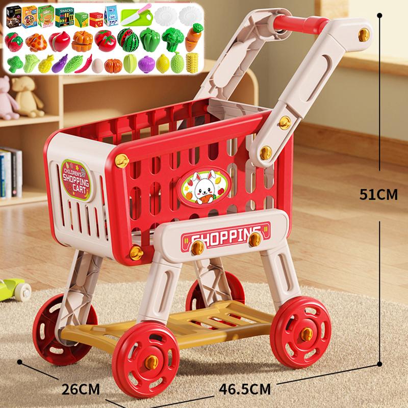 

Игрушка Тележка для покупок 33 шт. Детская Малыш Детская Тележка Игра Рынок Игрушки Игрушки для ролевых игр Детский Подарок на день рождения Shopping cart-Red
