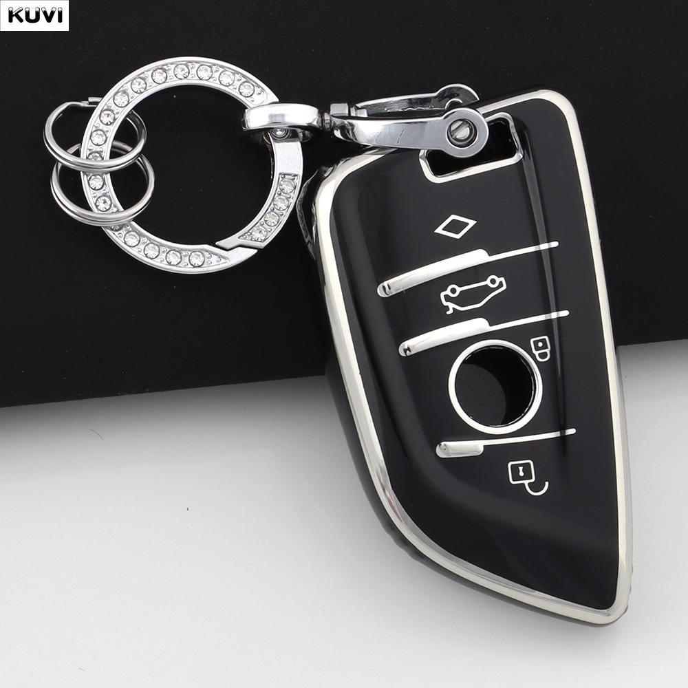 AYCCV1 Pink TPU Car Key Case Cover Shell Fob Keychain For BMW X1 X3 X5 X6 X7 1 3 5 6 7 Series G20 G30 G11 F15 F16 G01 G02 F48 Keyless