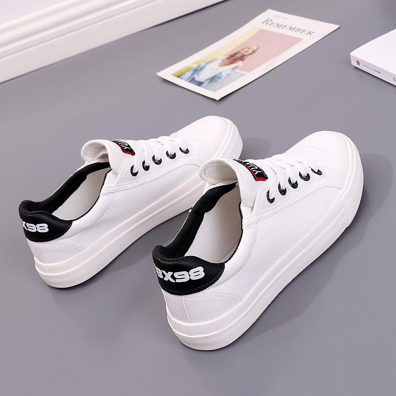 Classic Design Women's Canvas Sneakers Lightweight Non-Slip Breathable Lace-Up Casual Shoes Comfortable Walking Shoes for Teen