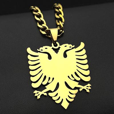 Albánsko Národní znak Dvouhlavý orel Přívěsek Náhrdelník pro Ženy Muže Zlatá Barva Nerezová Ocel Byzantská Říše Šperky